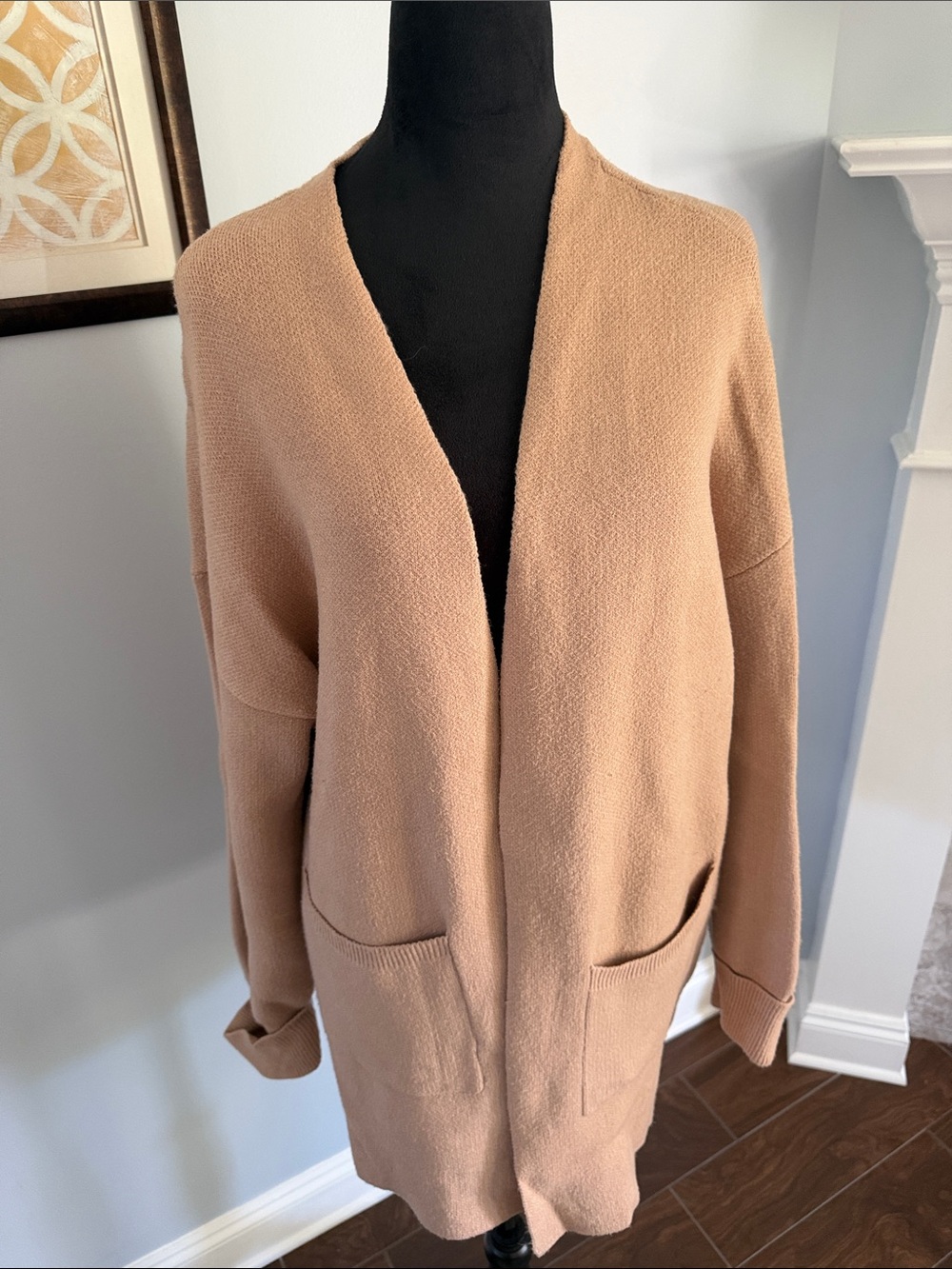 Cozy Open-Front Cardigan in Camel